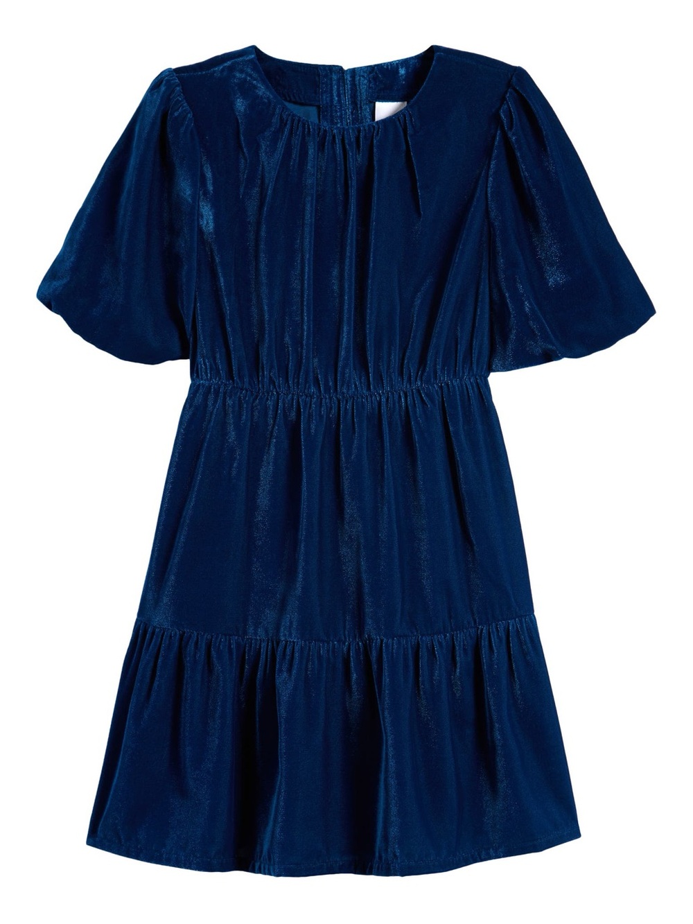 NWT Nordstrom Kids Puff Sleeve Velvet Party Dress Navy Blue Girls Size 6